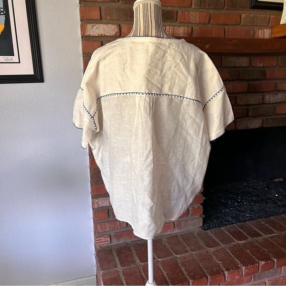 Anthropologie Intropia Linen Embroidered Fruit Top in Cream Sz L - Picture 10 of 12